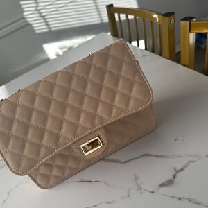 Quilted Beige Shoulder Bag